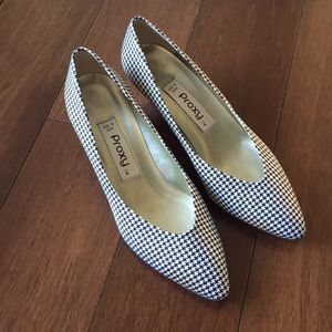 Vintage black/white gingham heels
